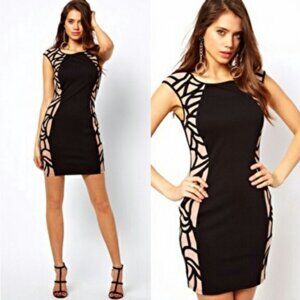 Lispy London Black & Nude Mesh Bodycon Mini Dress 6